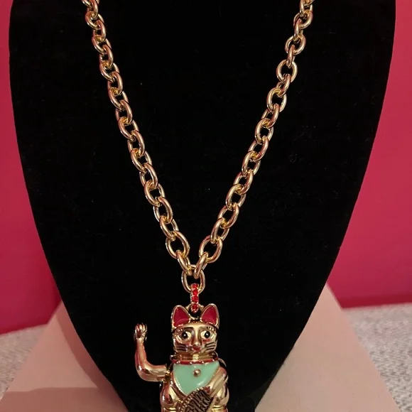 Betsey johnson - LUCKING OUT LUCKY CAT PENDANT NECKLACE RED NWT - Picture 9 of 10